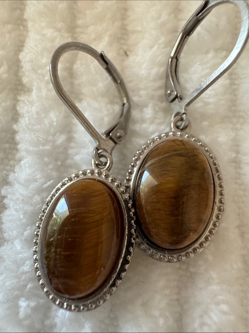 South African Yellow Tigers Eye Lever Back Earrings in Stainless Steel 8.00 ctw